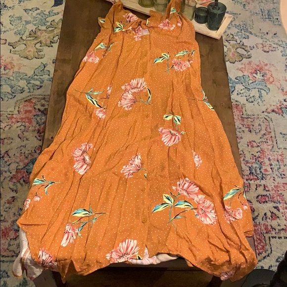 Floral Button Up Mustard Dress - Picture 6 of 8